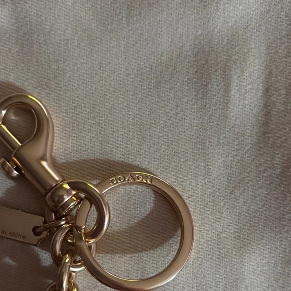 Coach Glitter Heart Keychain in Sparkling Burgundy with Gold Hardware - Picture 6 of 7